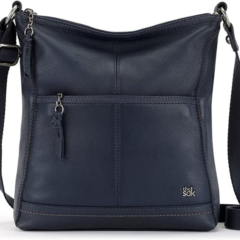 The Sak Iris Leather Crossbody Indigo Navy Blue Adjustable Strap OS